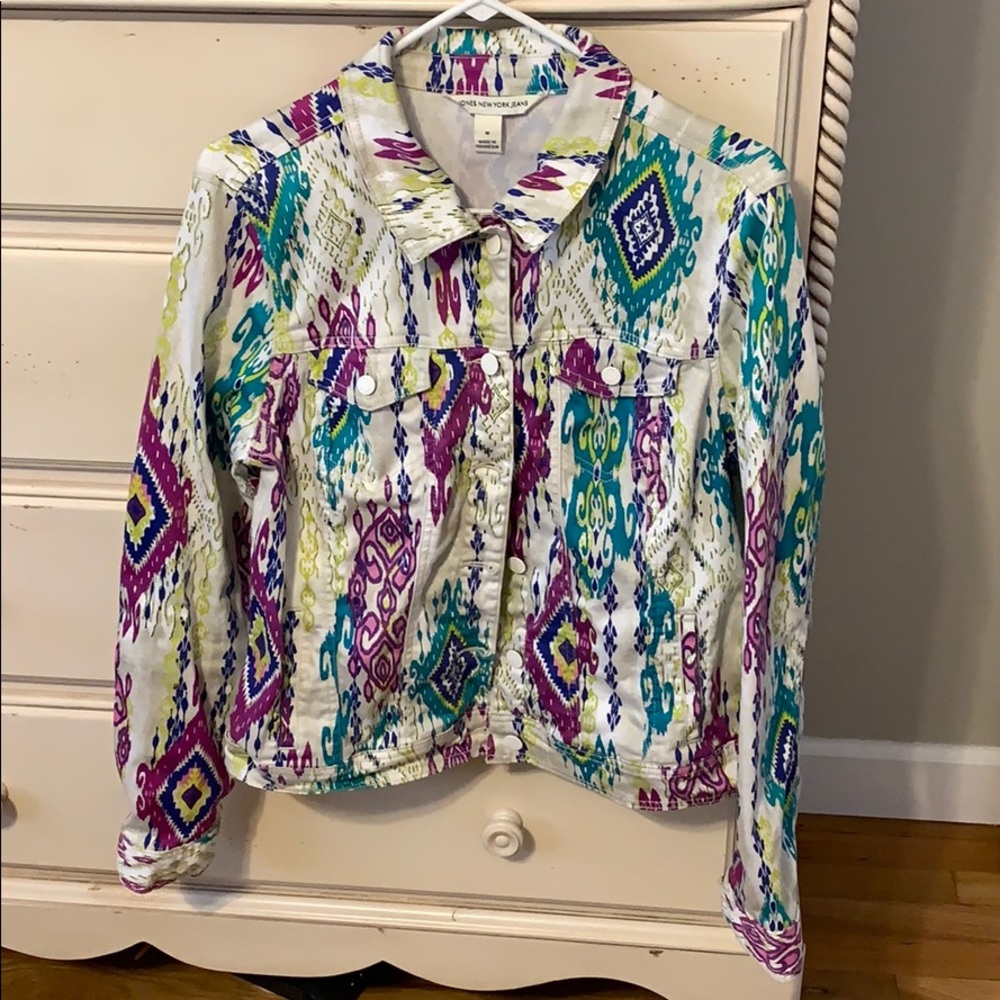 Jones New York Jeans Jacket Med Southwest Print Vintage